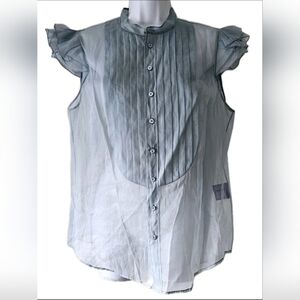 Ralph Lauren Collection Purple Label Sheer Blue Sleeveless Blouse - Women's 12